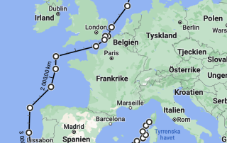 Sunbeams expedition toll Medelhavet -- förenklad karta